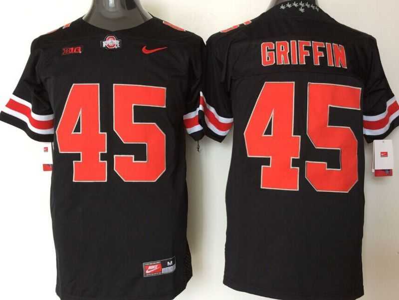 Ohio State Buckeyes #45 Archie Griffin Black(Red No.) Limited Stitched NCAA Jersey